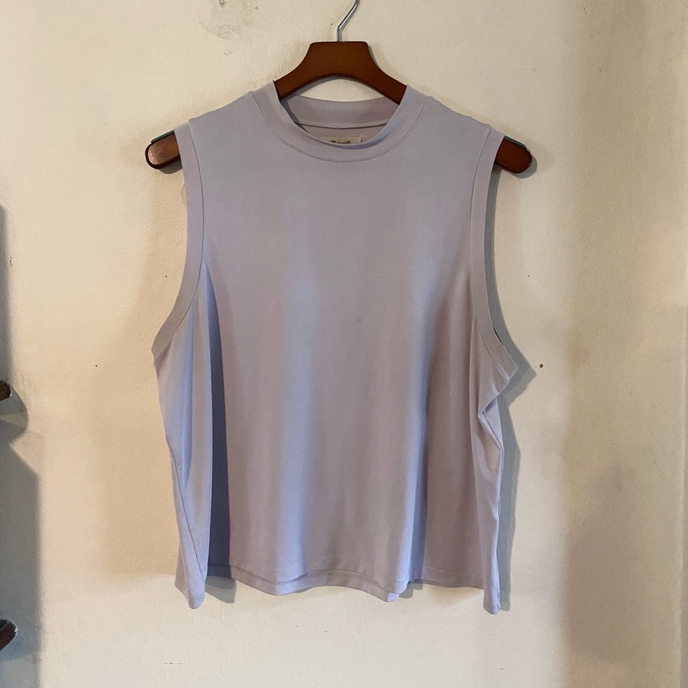 Madewell Sandwashed Mockneck Tank Top Pale Orchid - XL